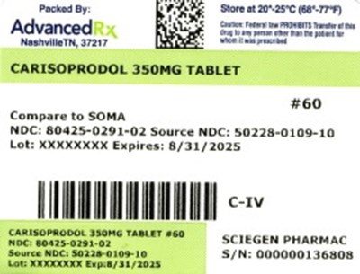 Label 2 (Carisoprodol 350mg 80425 0291 02)